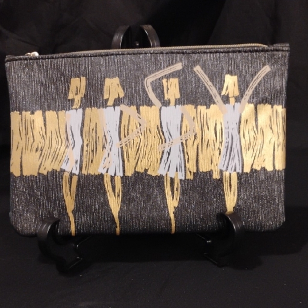 Stylish Gray and Gold Cosmetic Bag